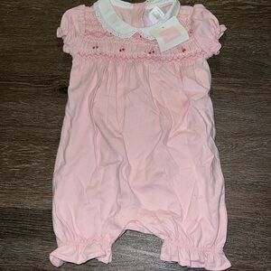 Janie & Jack vintage pink layette romper. 3/6 NWT.